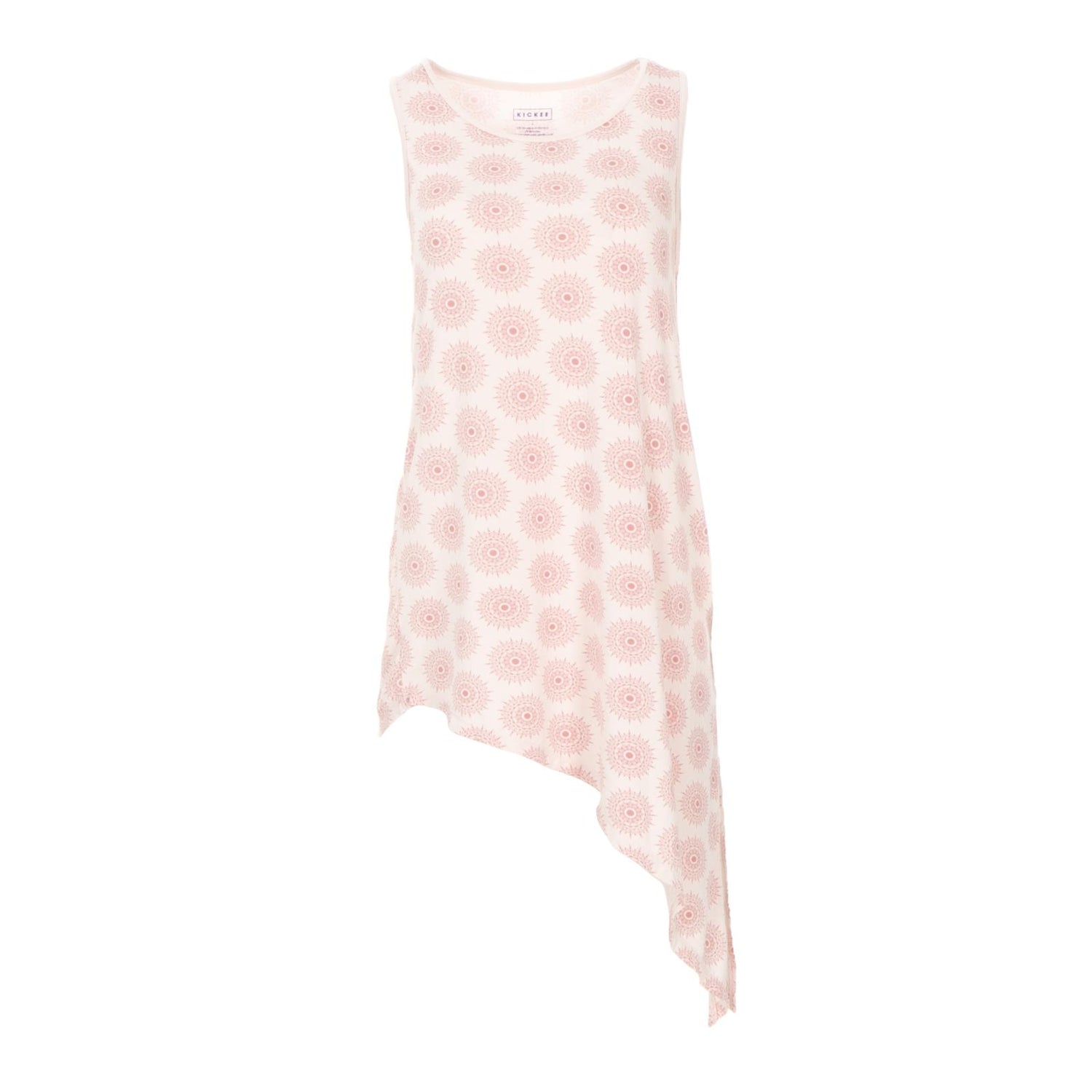 Print Side-Tailed Tank Tunic in Macaroon Mandala