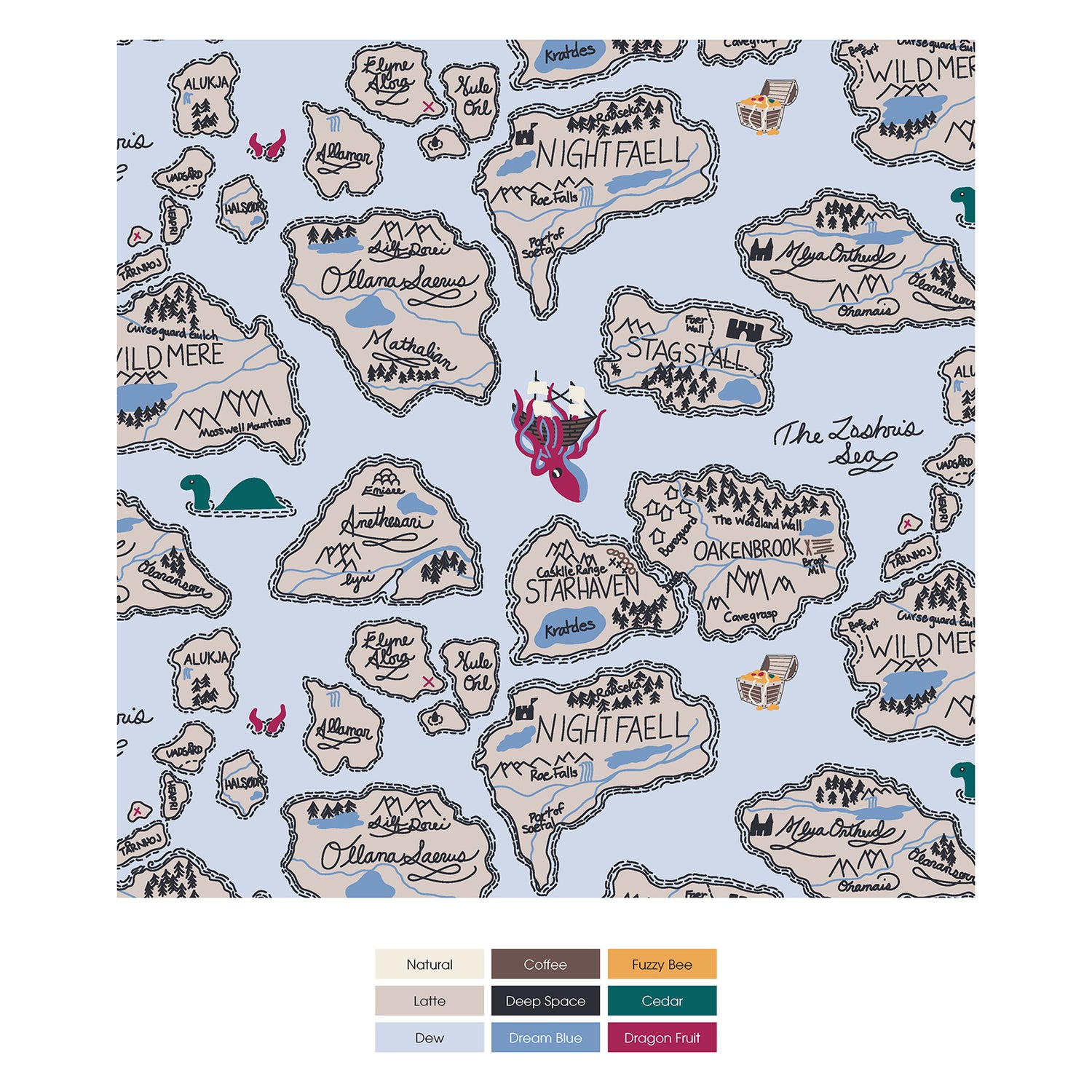 Print Dog Bandana in Dew Pirate Map