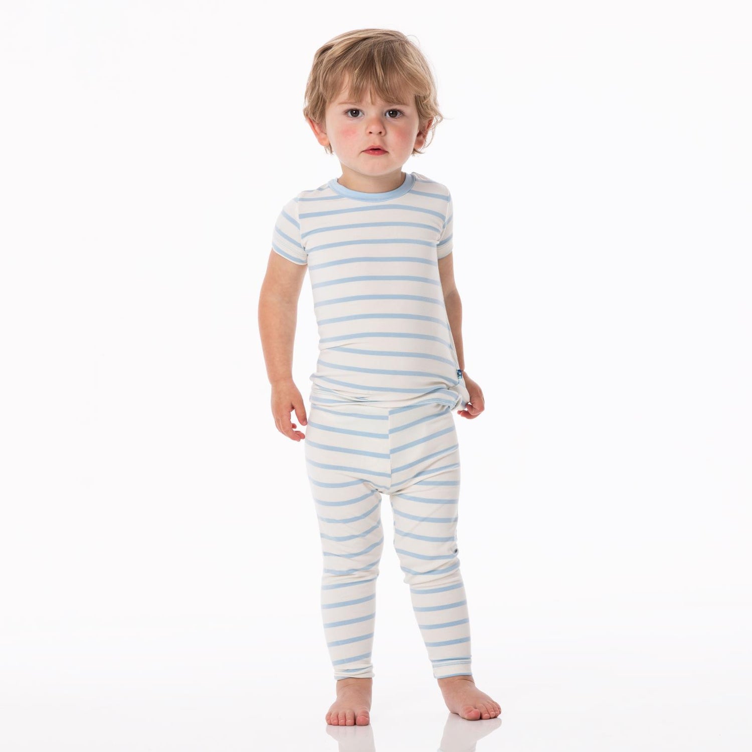 Print Short Sleeve Pajama Set in Pond Sweet Stripe