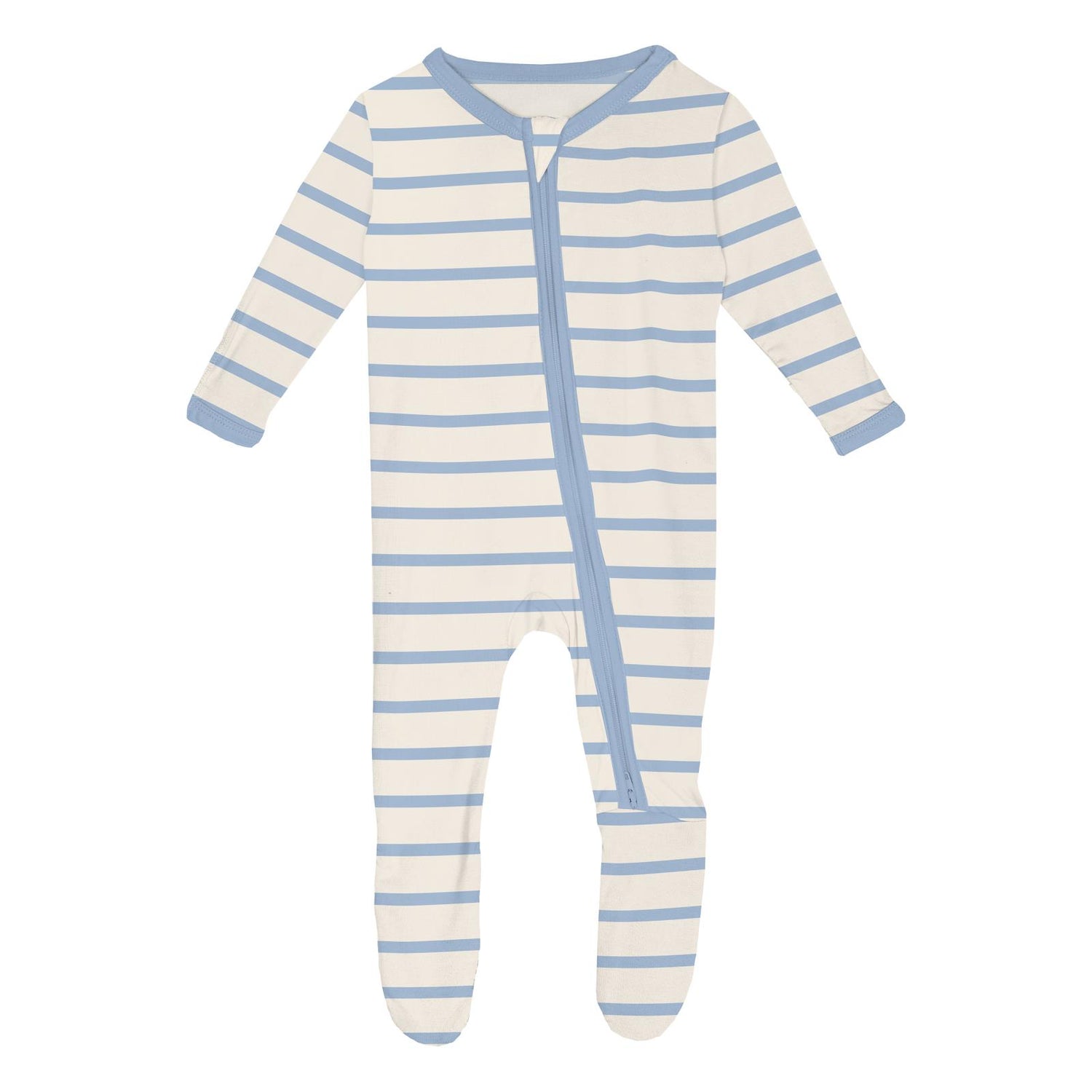 Print Footie with 2 Way Zipper in Pond Sweet Stripe (258169)