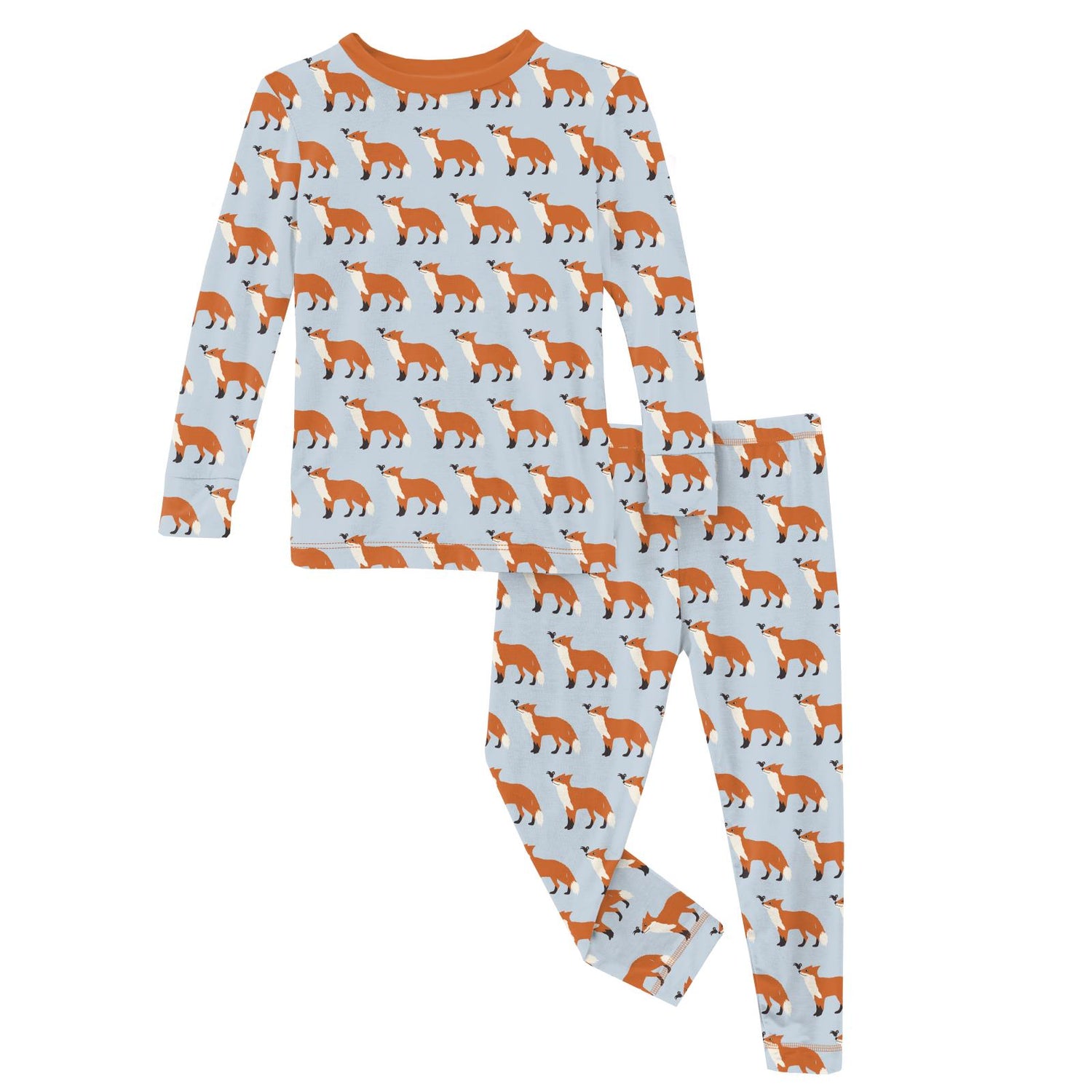 Print Long Sleeve Pajama Set in Illusion Blue Fox & The Crow