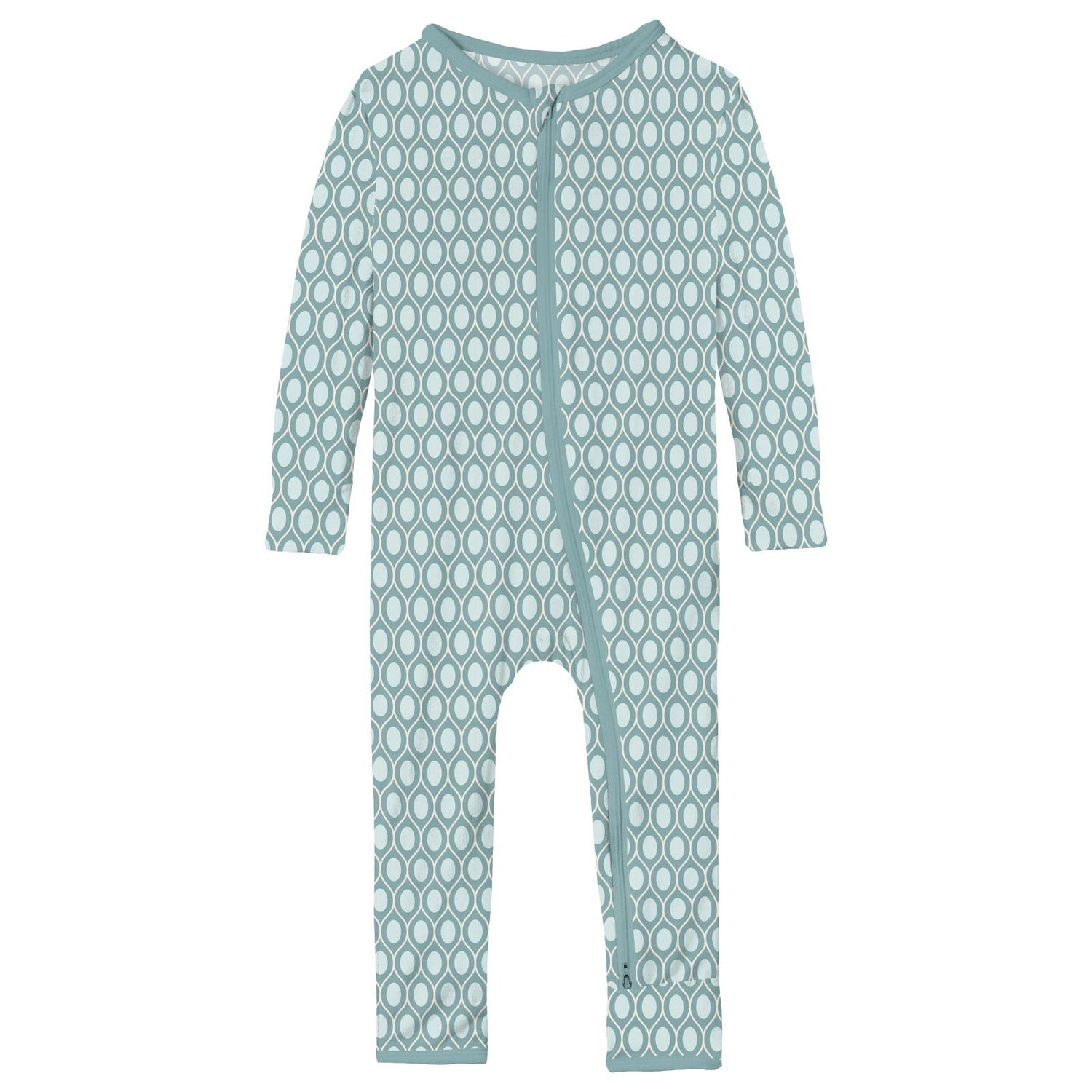 Print Coverall with 2 Way Zipper in Jade Wavy Lattice (338976)