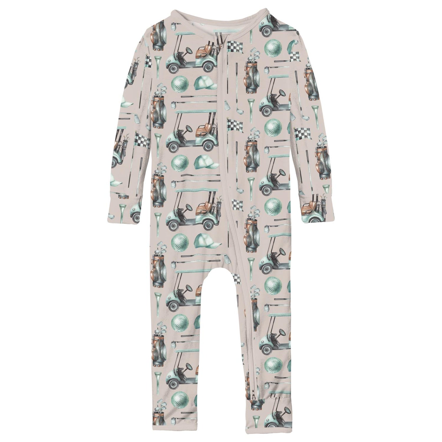 Print Coverall with 2 Way Zipper in Latte Golf (338950)