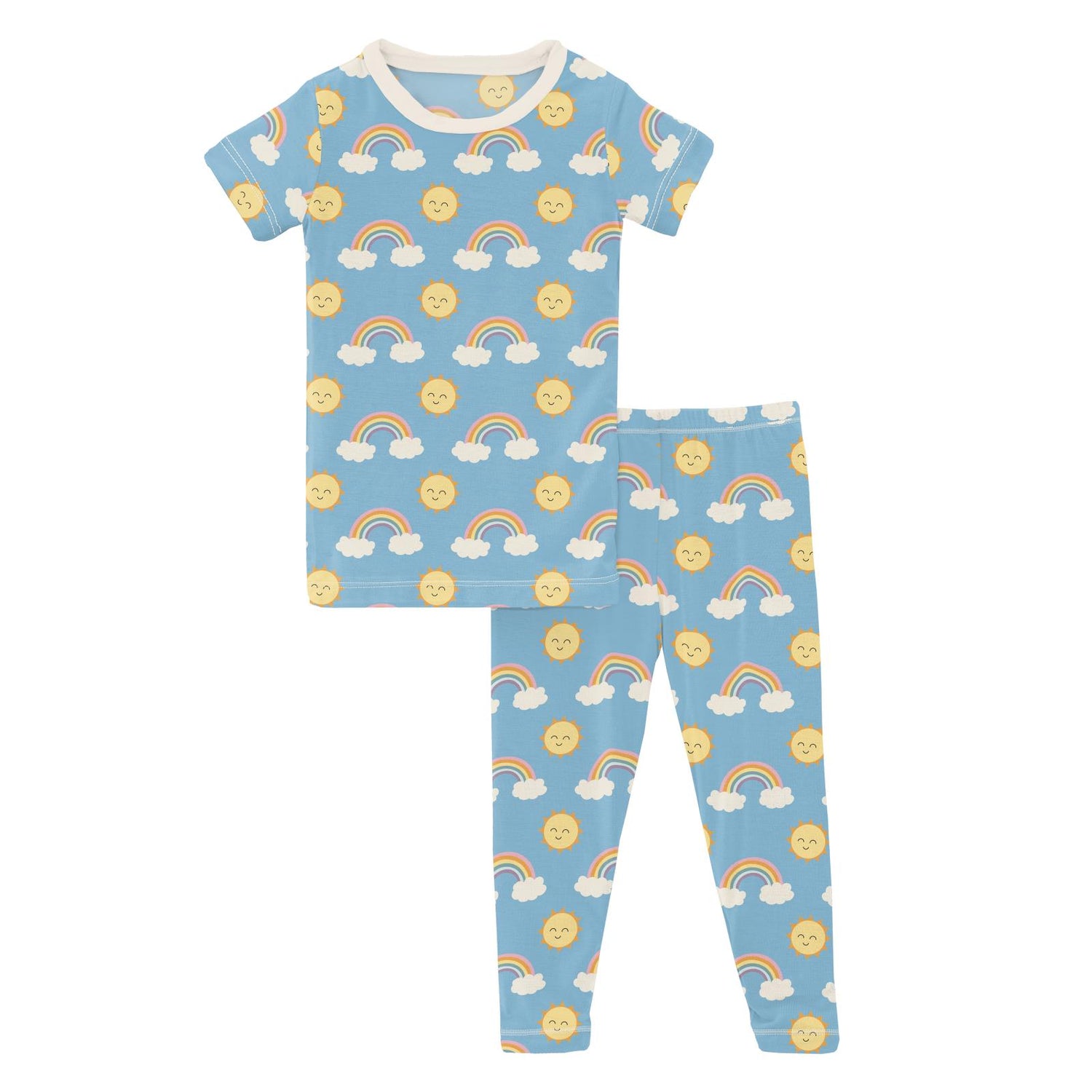 Print Short Sleeve Pajama Set in Sunshine and Rainbows (359370)