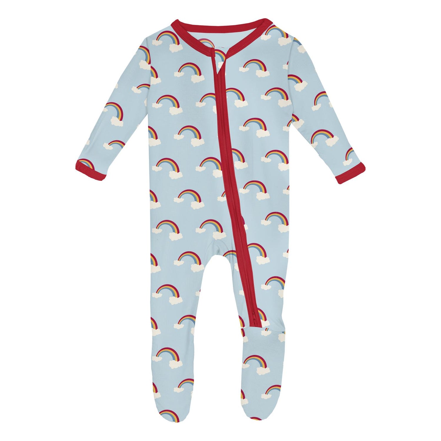 Print Footie with 2 Way Zipper in Spring Sky Rainbows (259594)