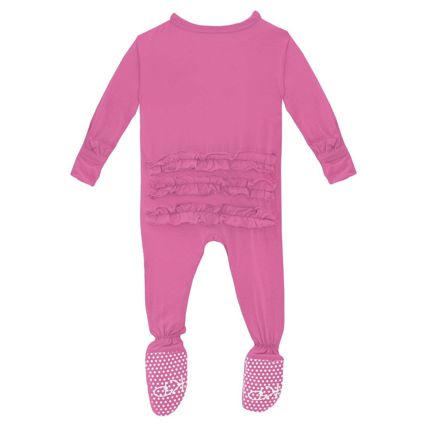 Classic Ruffle Footie with 2 Way Zipper in Tulip