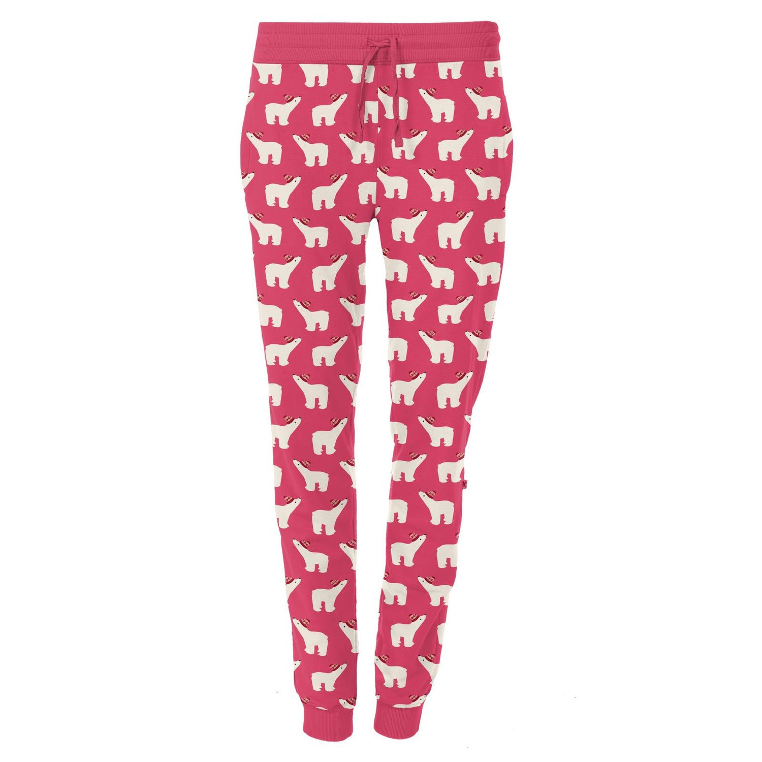 Women's Print Fleece Lounge Joggers in Winter Rose Polar Bears