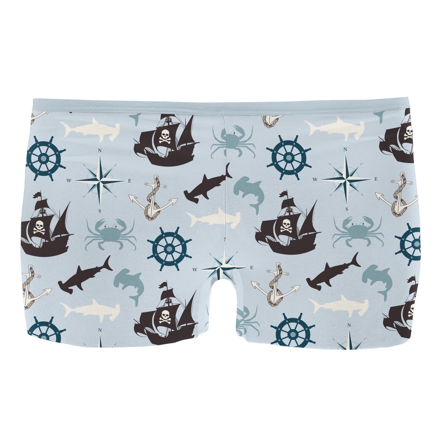 Women's Print Boy Short Underwear in Illusion Blue Pirate Adventure