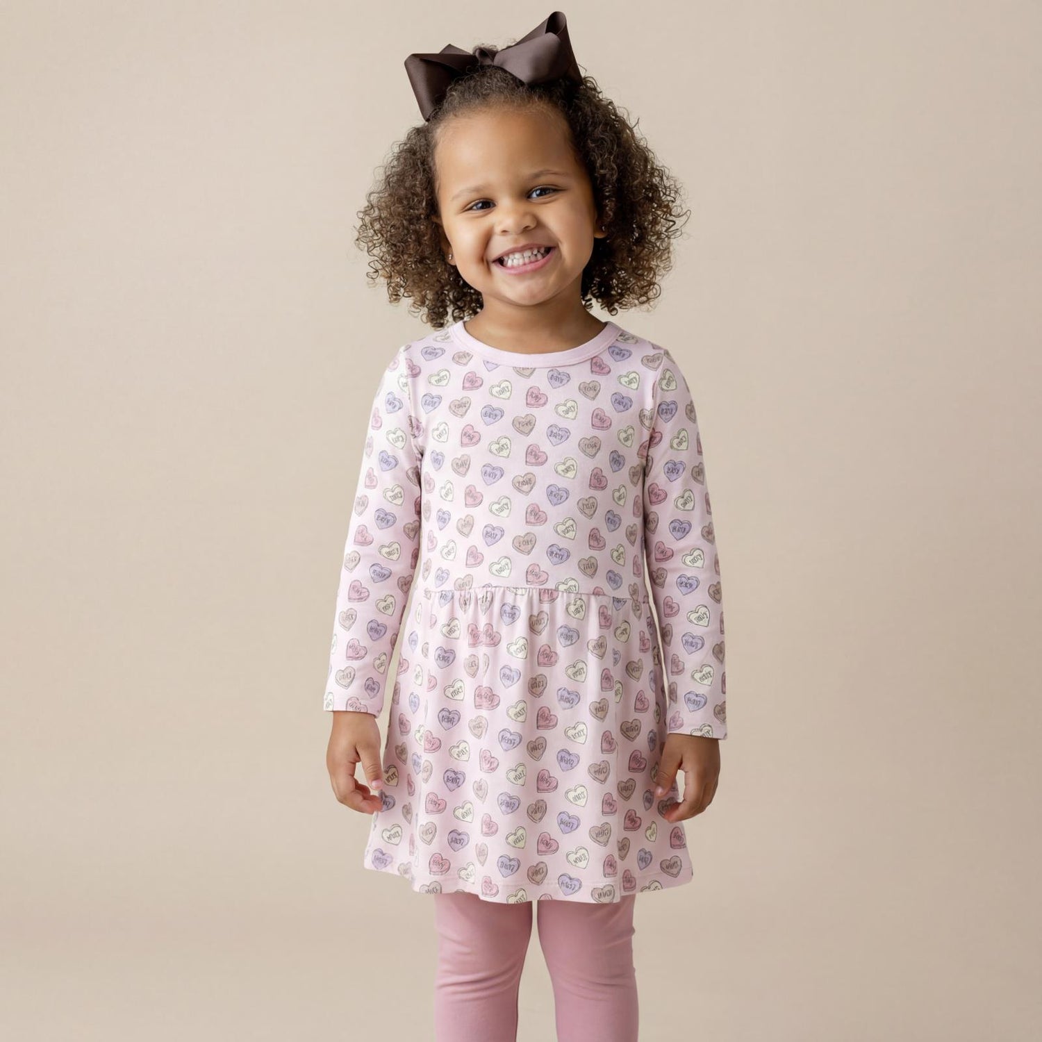 Print Long Sleeve Playtime Outfit Set in Candy Hearts (375313)