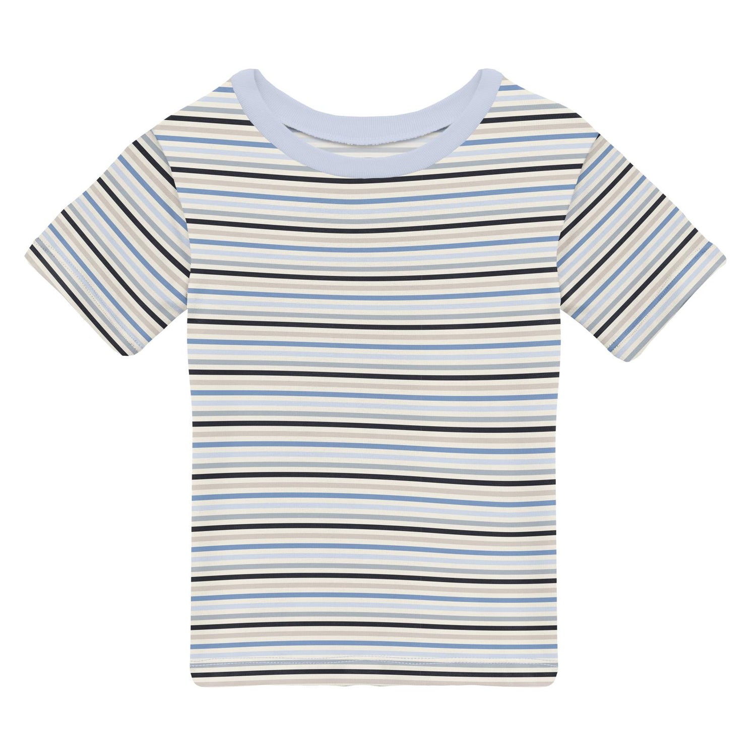 Print Short Sleeve Crew Neck Tee in Rhyme Stripe