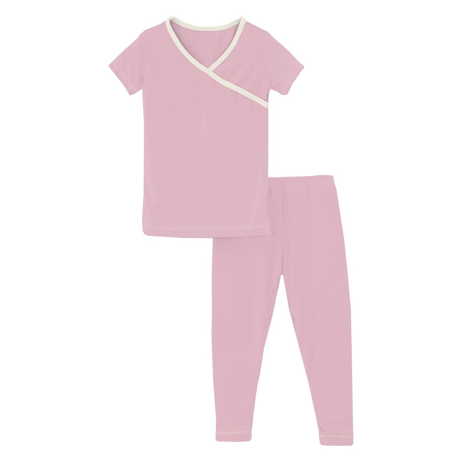 Short Sleeve Kimono Pajama Set in Cake Pop with Natural