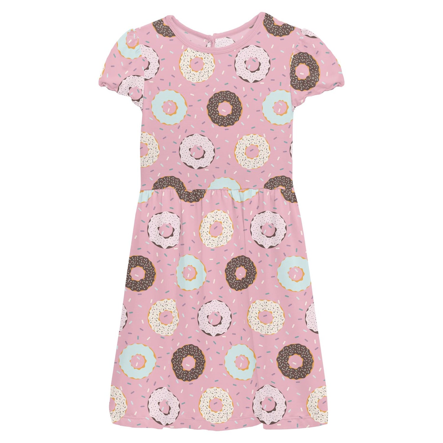 Print Flutter Sleeve Twirl Dress with Pockets in Cake Pop Donuts and Sprinkles (359575)
