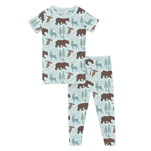Print Short Sleeve Pajama Set in Fresh Air Forest Adventure (321522)