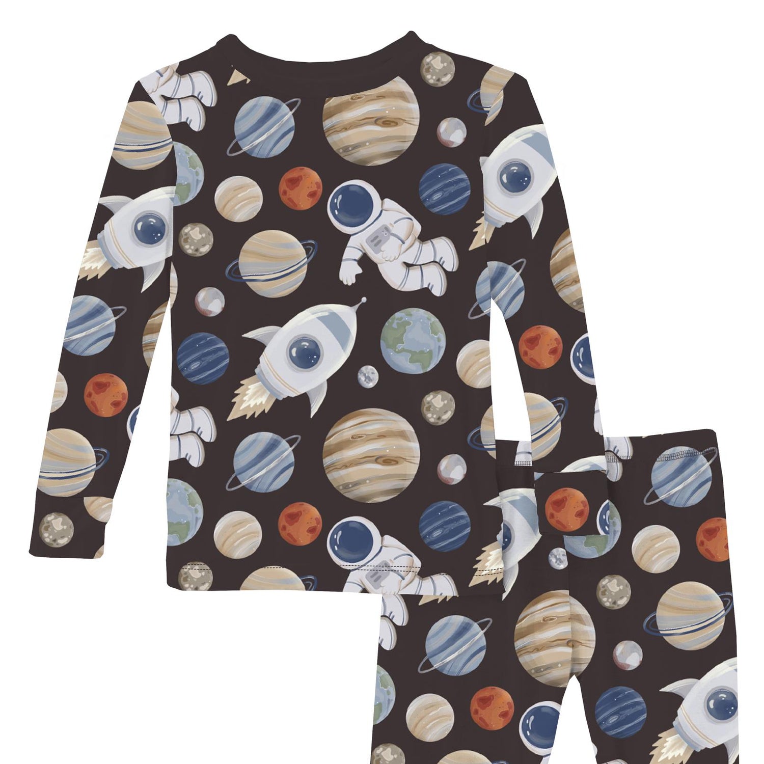 Print Long Sleeve Pajama Set in Midnight Space Dream (373378)