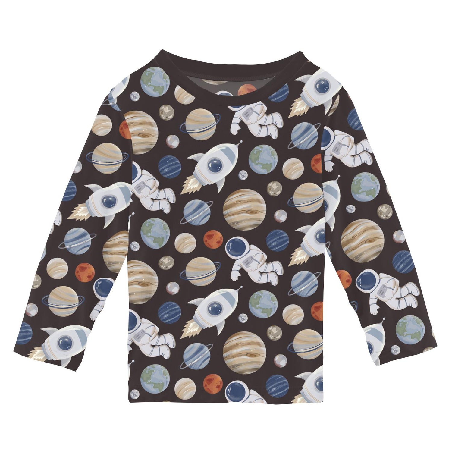Print Long Sleeve Crew Neck Tee in Midnight Space Dream (373510)
