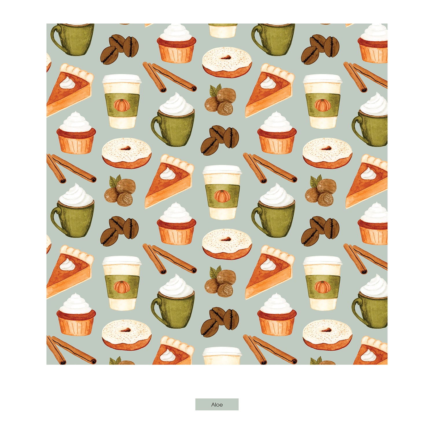 Women's Print Long Sleeve Relaxed Tee in Aloe Pumpkin Spice (340178)