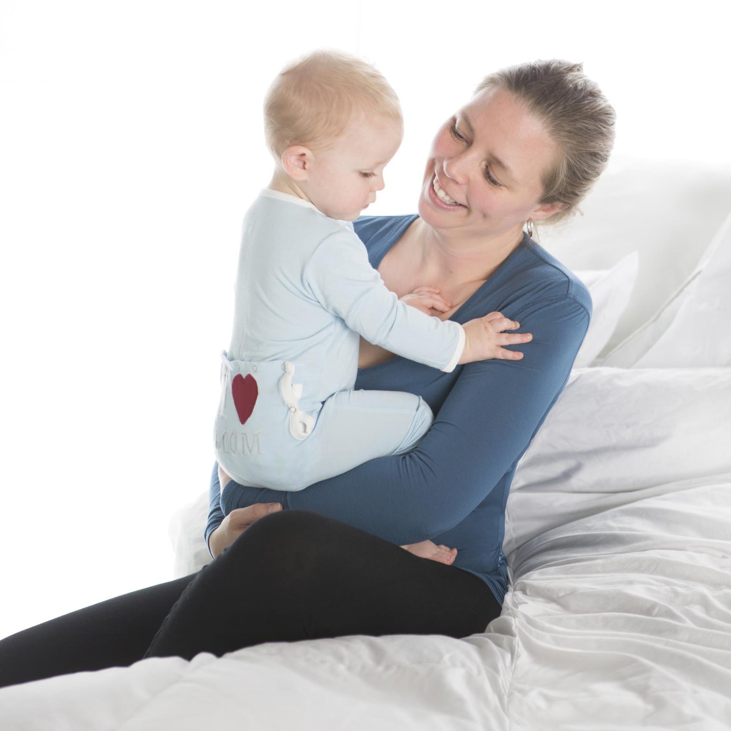 Applique Coverall with Snaps in Pond I Love Mom (261960)