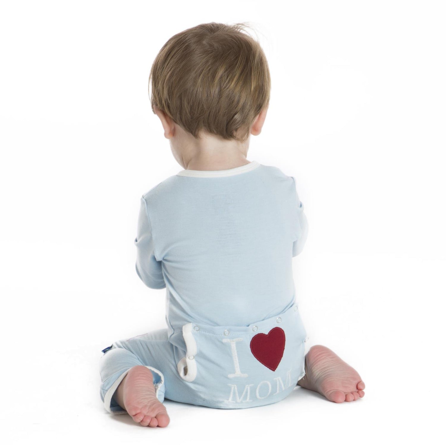 Applique Coverall with Snaps in Pond I Love Mom (262062)