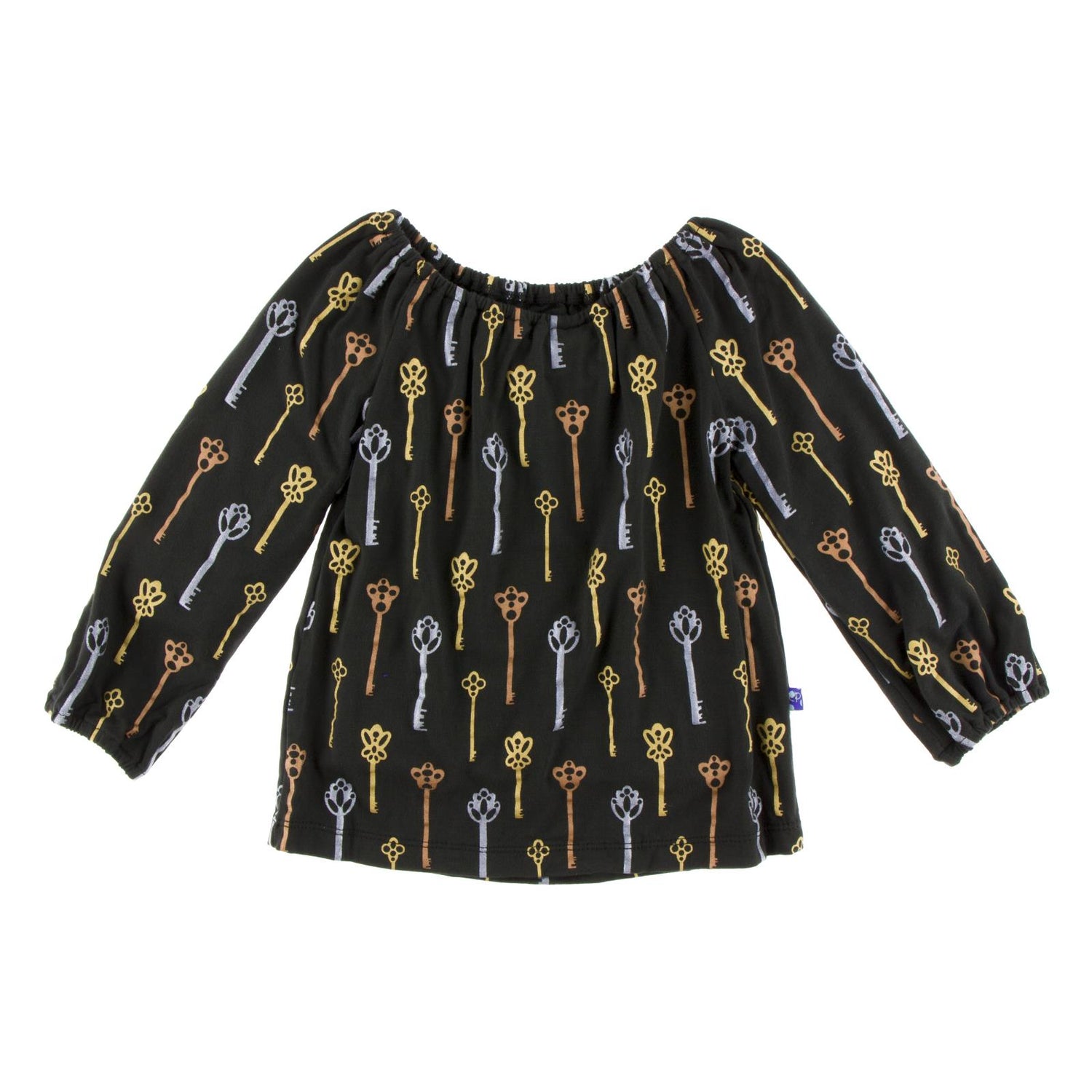 Print Long Sleeve Peasant Top in Victorian Keys (175133)