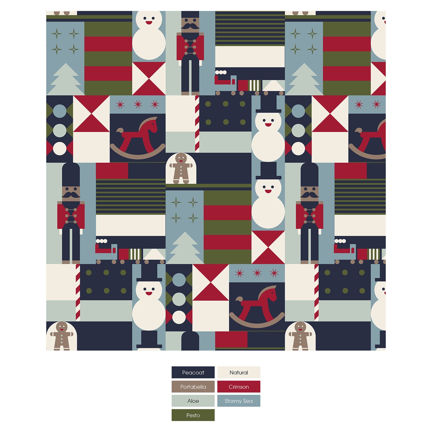 Women's Print Long Sleeve Relaxed Tee & Pajama Pants Set in Peacoat Mod Christmas (349495)