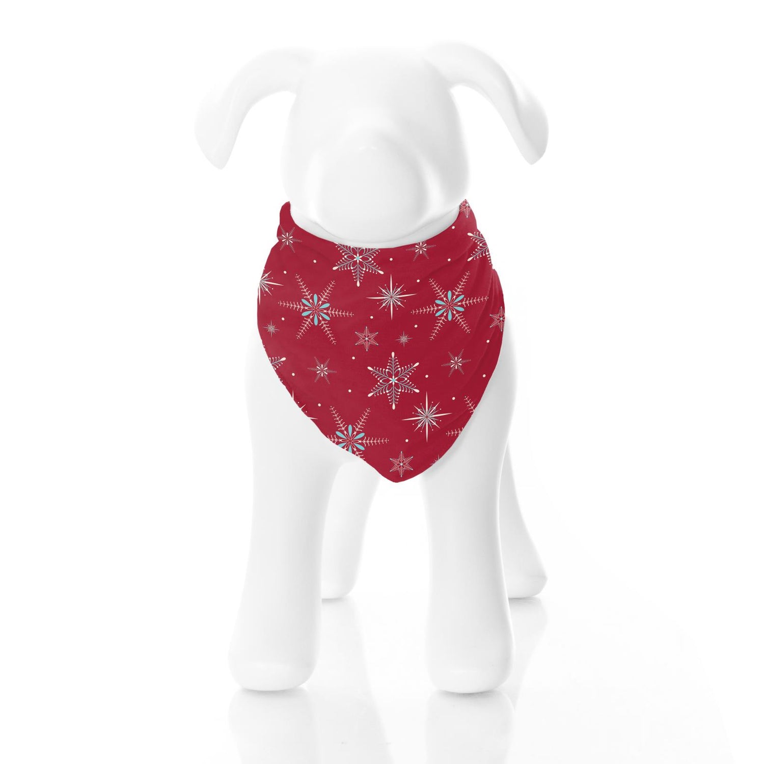 Print Dog Bandana Crimson Snowflakes