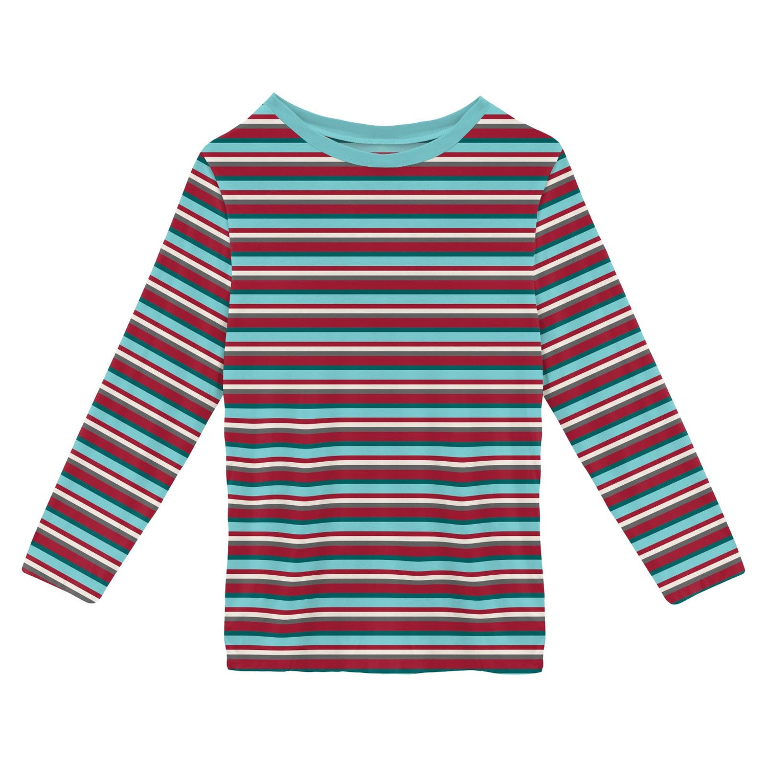 Print Long Sleeve Crew Neck Tee in Christmas Stripe (231248)