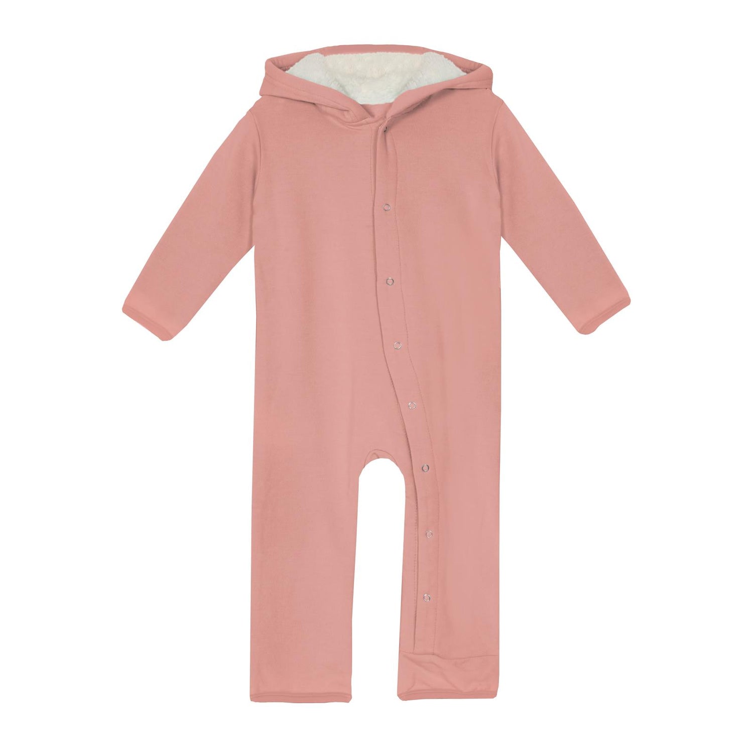 Fleece Coverall with Sherpa-Lined Hood and Ears in Blush