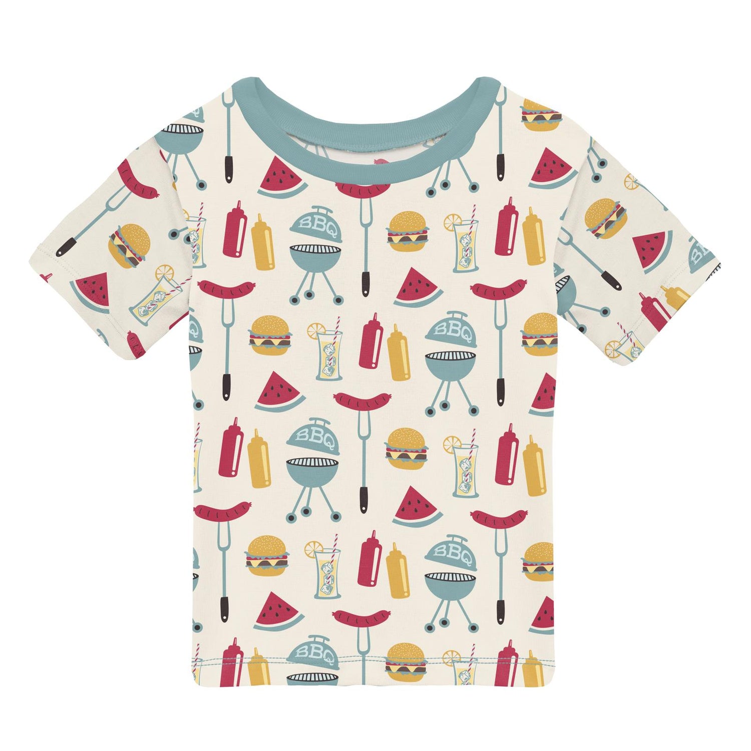 Print Short Sleeve Crew Neck Tee in Natural BBQ (322007)