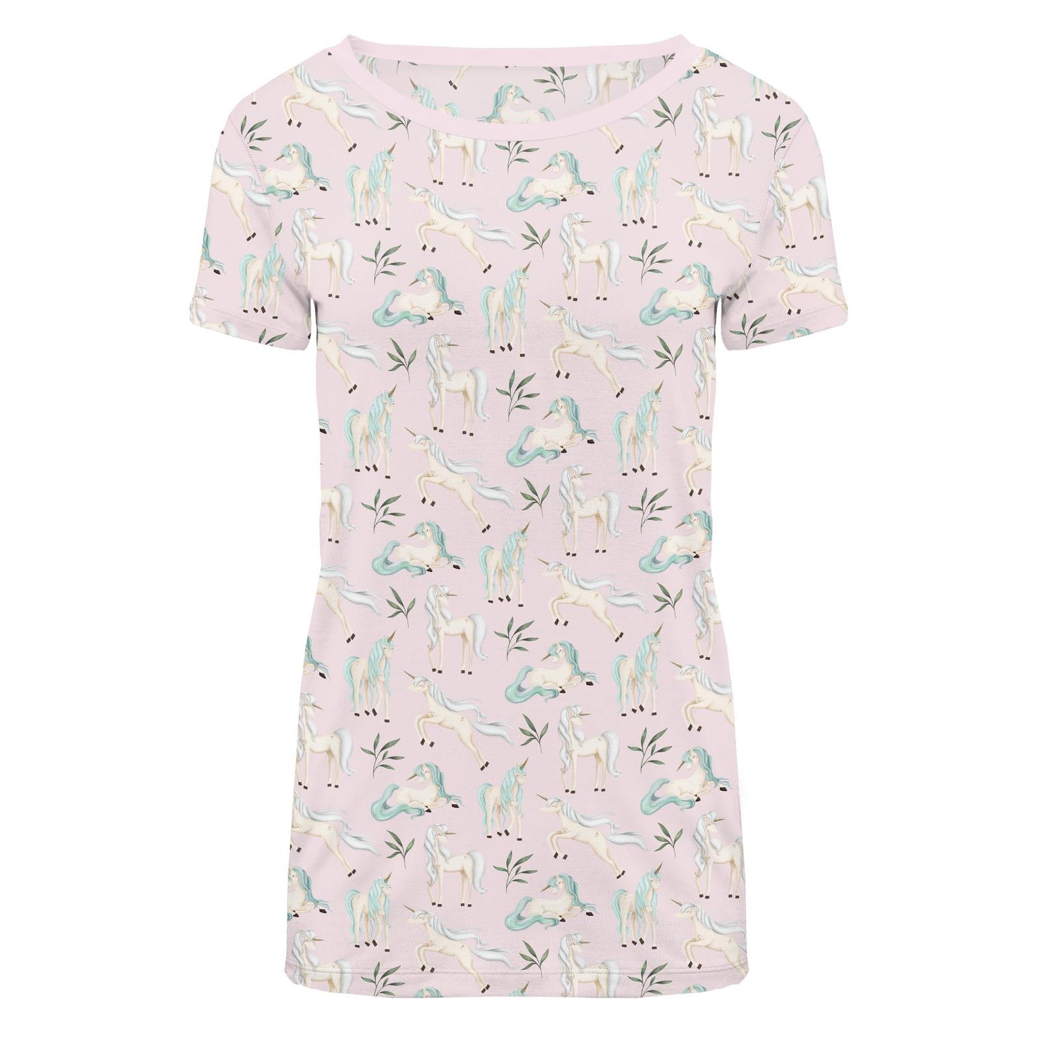 Women's Print Short Sleeve Relaxed Tee in Shrinking Violet Sleeping Unicorns (322162)