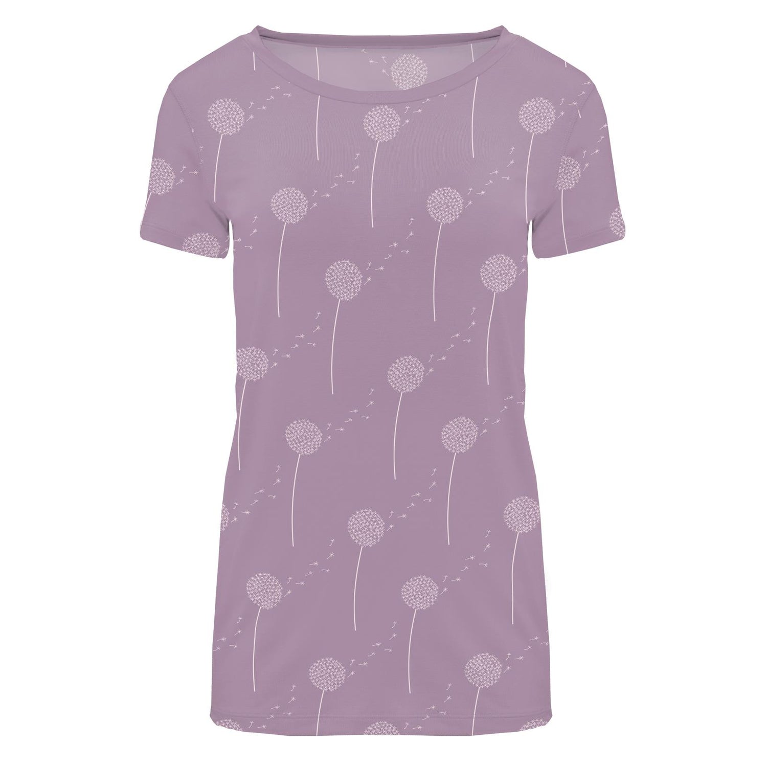 Women's Print Short Sleeve Relaxed Tee in Lavender Dandelion Wish (322177)