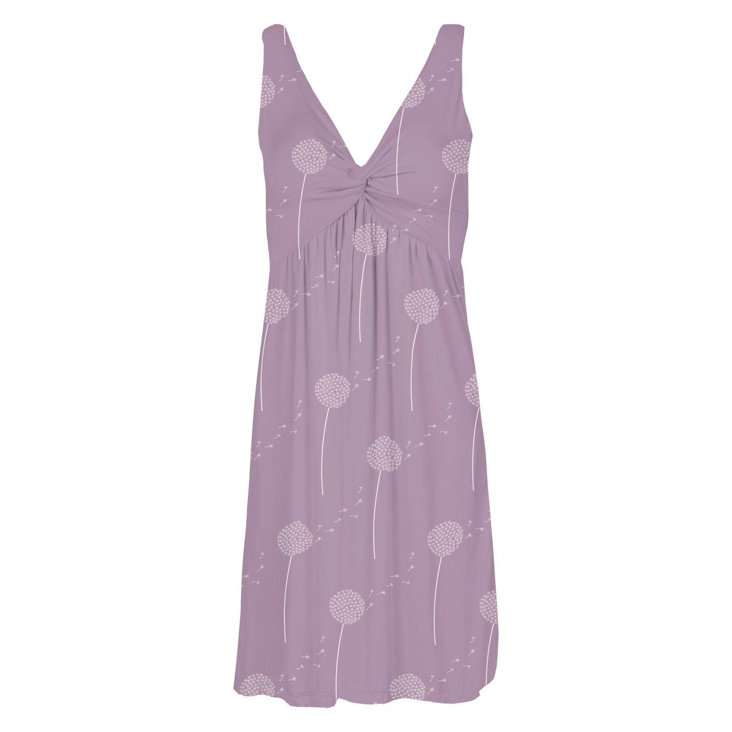 Women's Print Knee-Length Twist Nightgown in Lavender Dandelion Wish (322170)