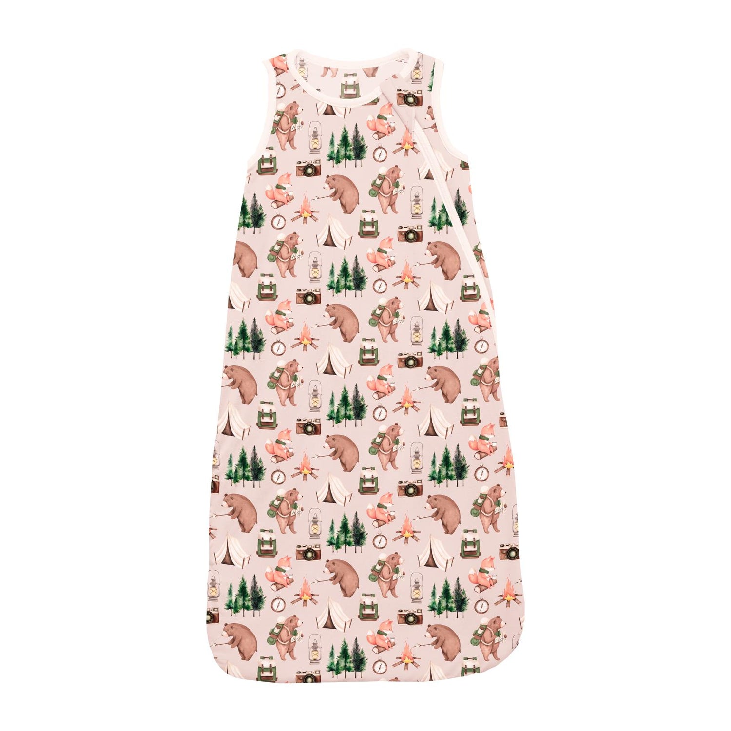 Print Fluffle Sleep Bag in Latte Camping Animals (322211)