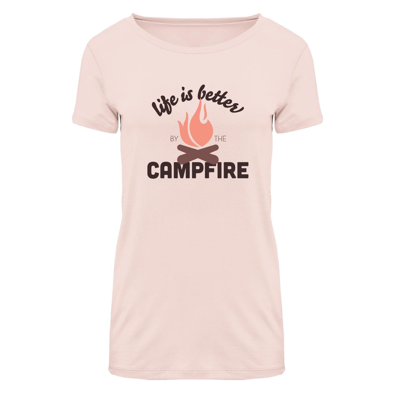 Women's Short Sleeve Relaxed Graphic Tee in Latte Life is Better by the Campfire (322565)