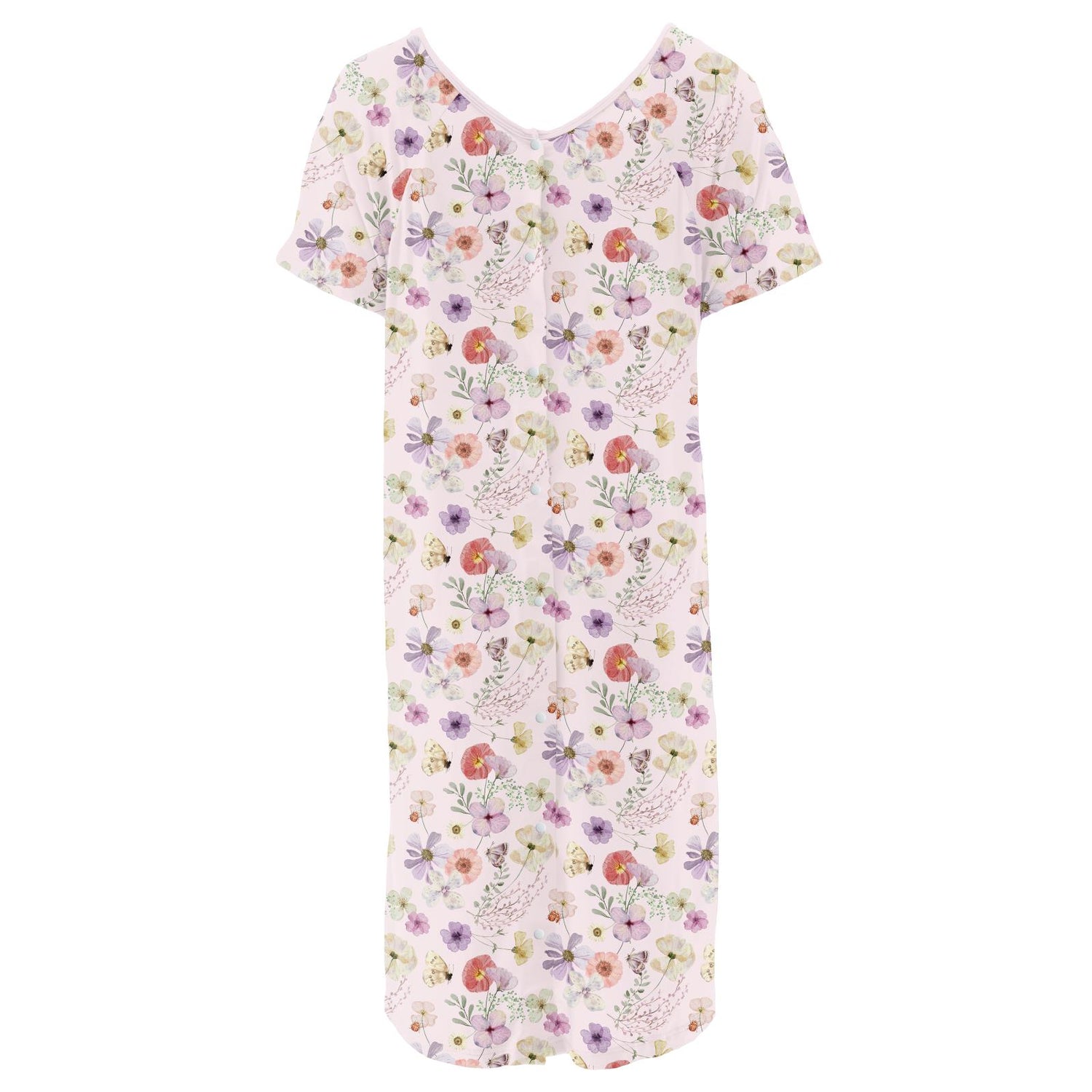 Women's Print Hospital Gown in Shrinking Violet Pressed Flowers (321830)
