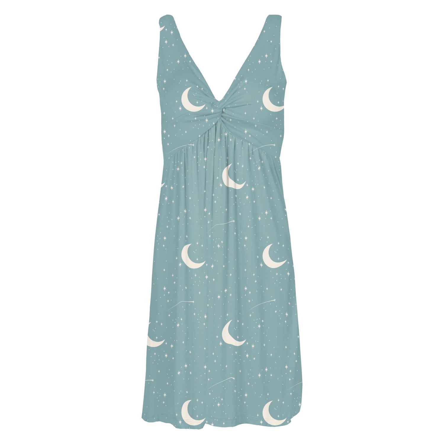 Women's Print Knee-Length Twist Nightgown in Jade Starry Sky & Moon (321840)