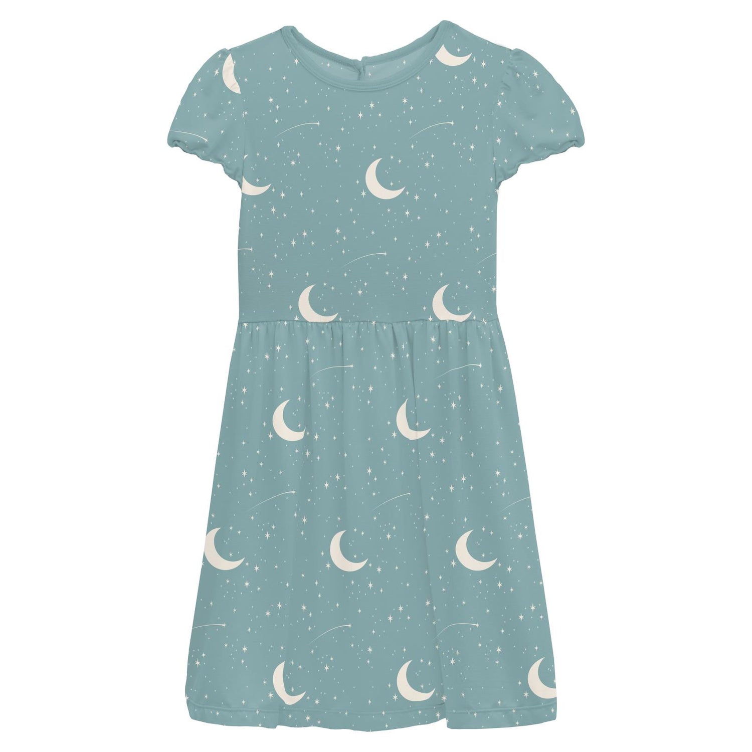 Print Flutter Sleeve Twirl Dress with Pockets in Jade Starry Sky & Moon (322105)