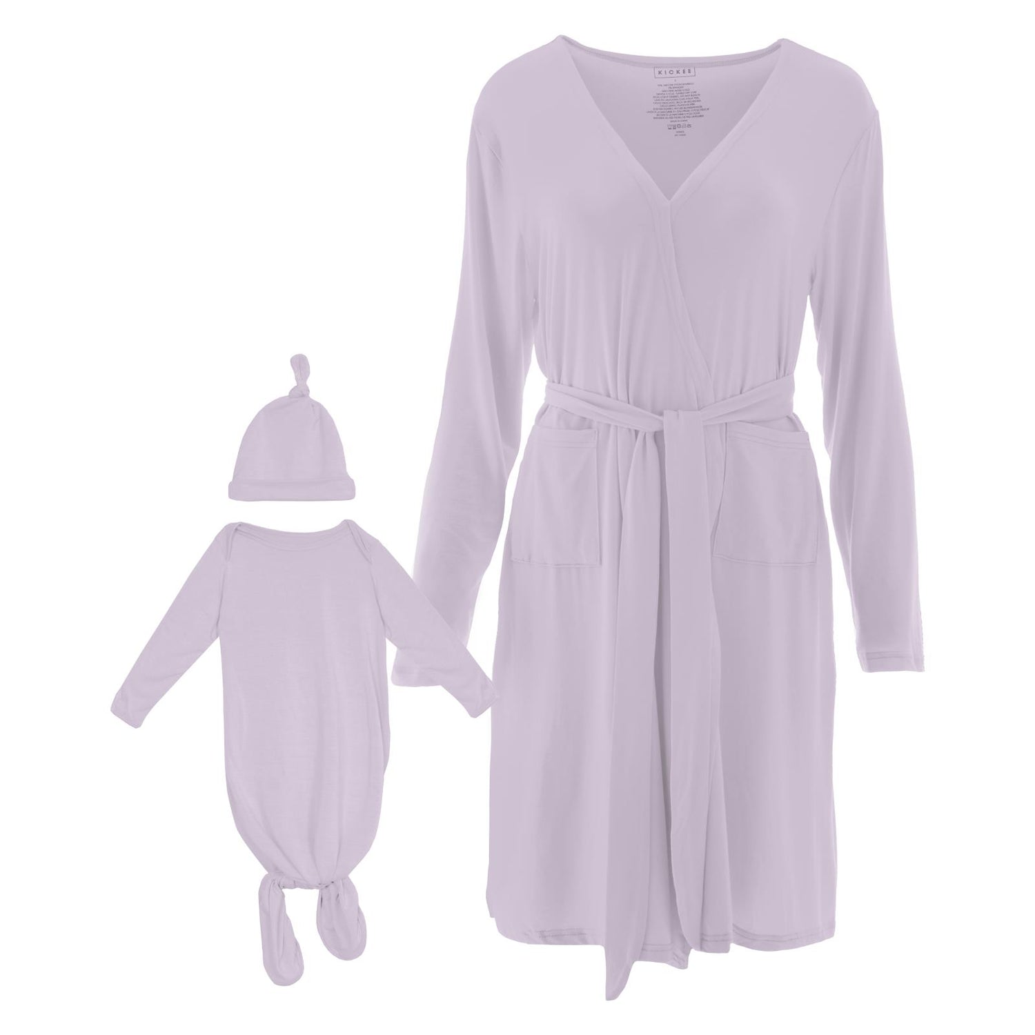 Women's Mid-Length Lounge Robe & Knotted Layette Gown Set in Thistle (322396)