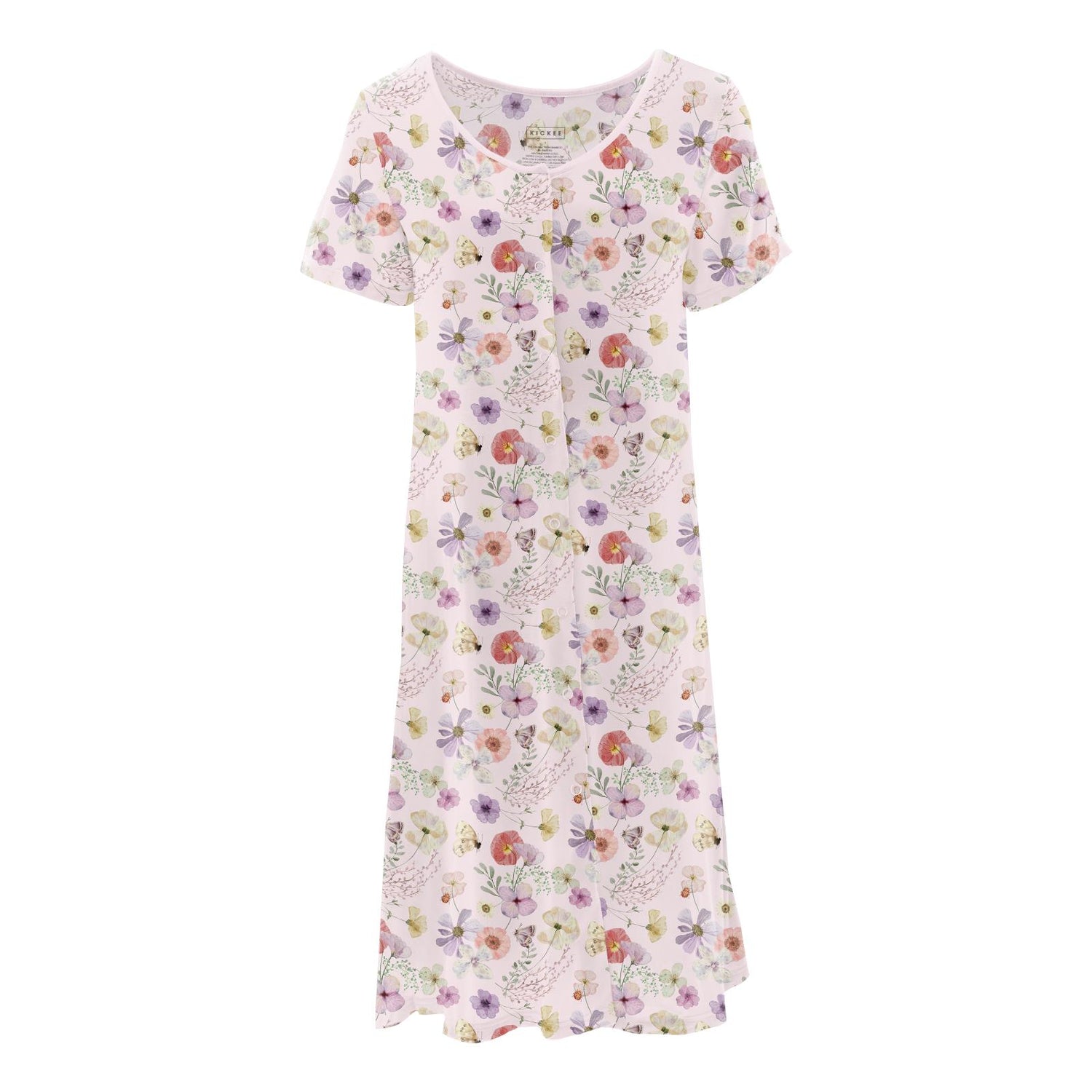 Women's Print Nursing Nightgown in Shrinking Violet Pressed Flowers (322440)