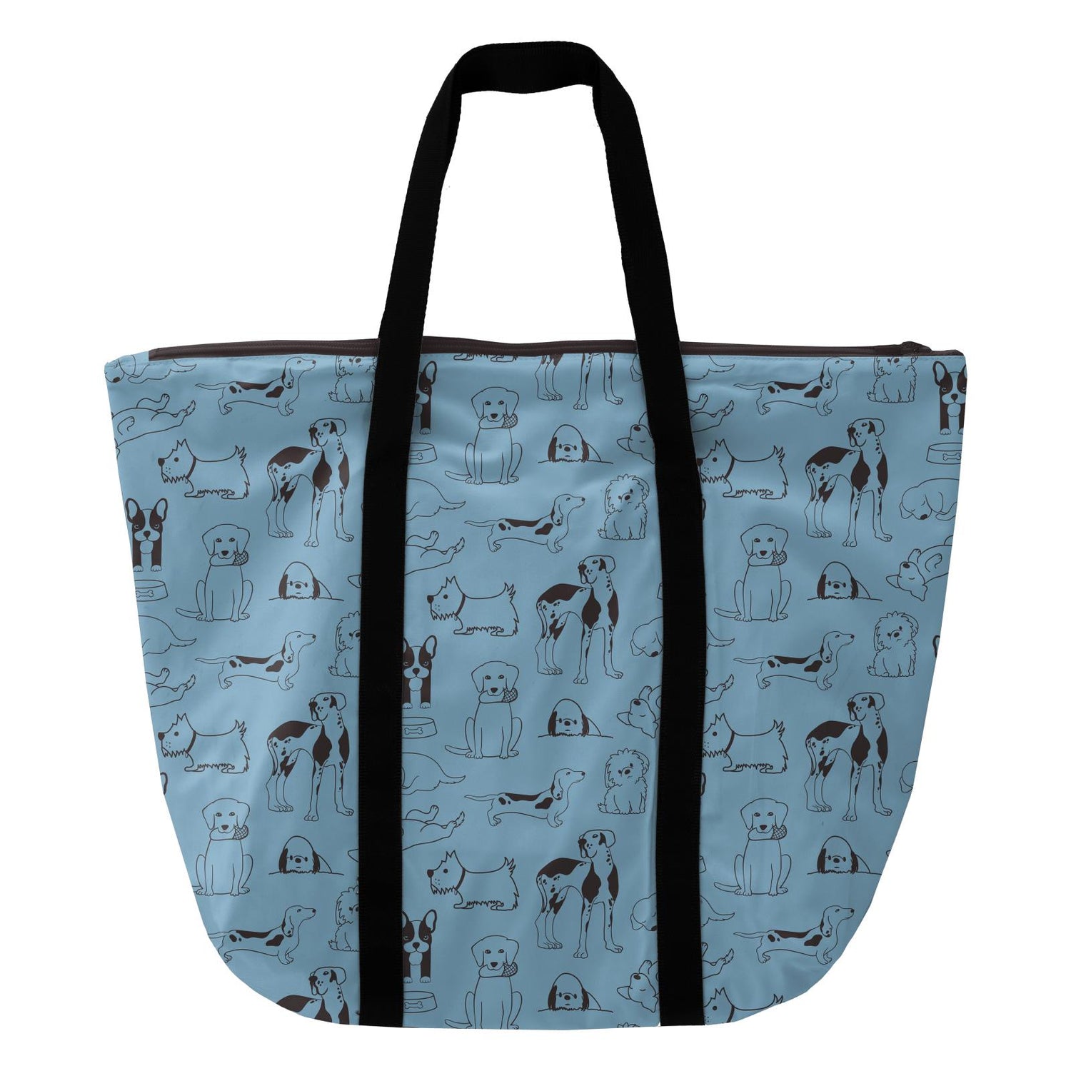 Print Coated Woven Tote Bag in Seaside Blue Dogs (322558)