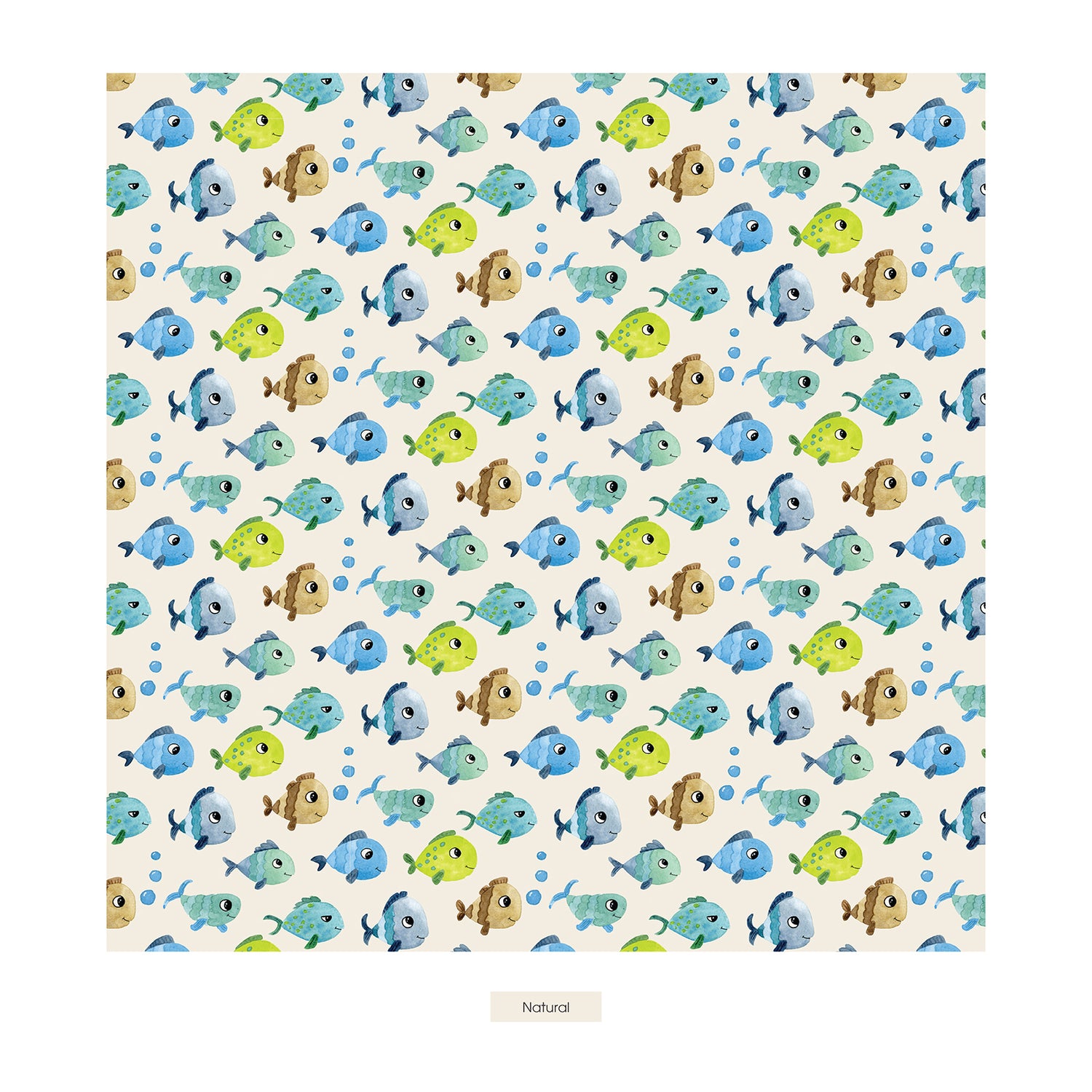 Print Dreamy Soft Muslin Swaddling Blanket in Natural Fishies (378874)