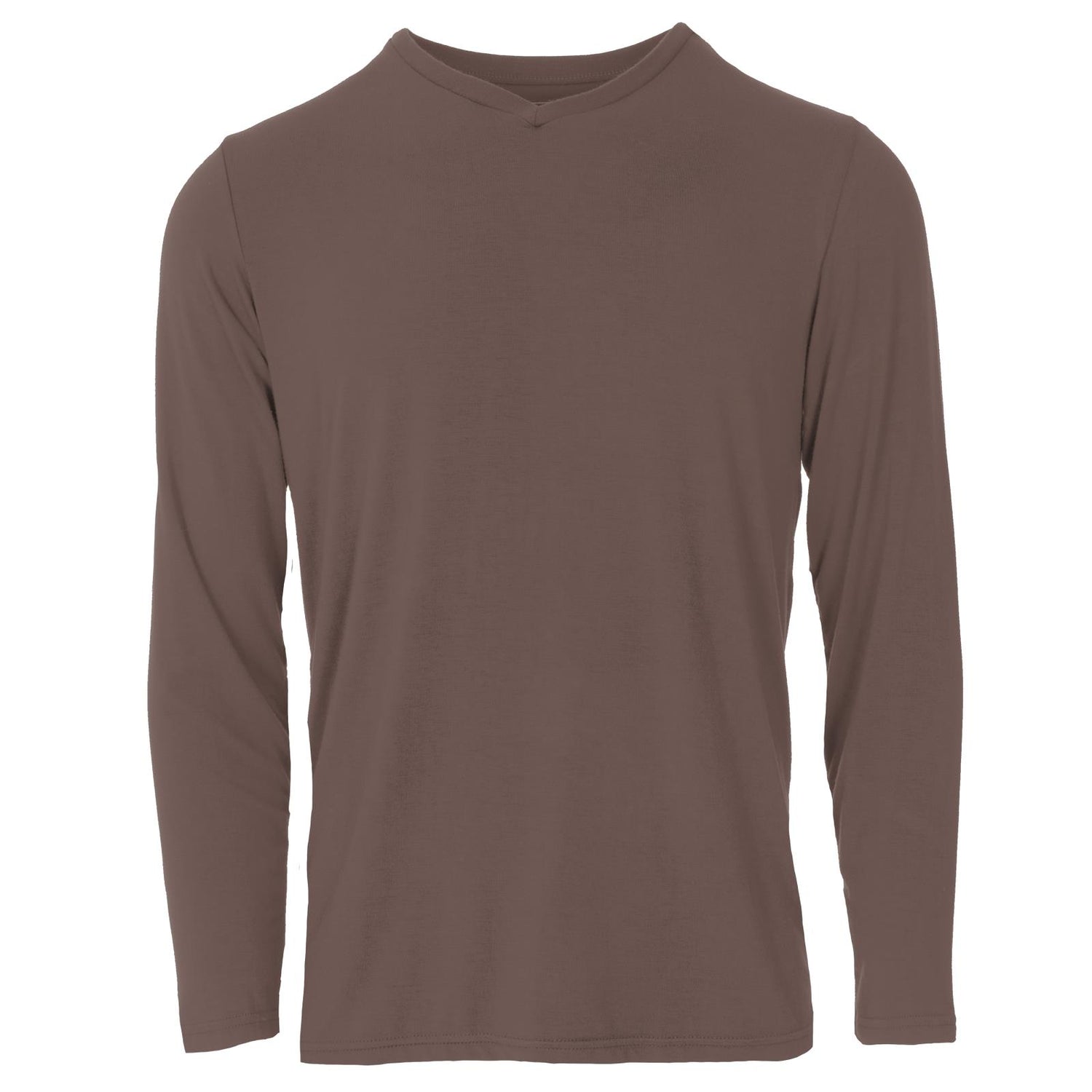 Men's Long Sleeve V-Neck Tee in Coffee