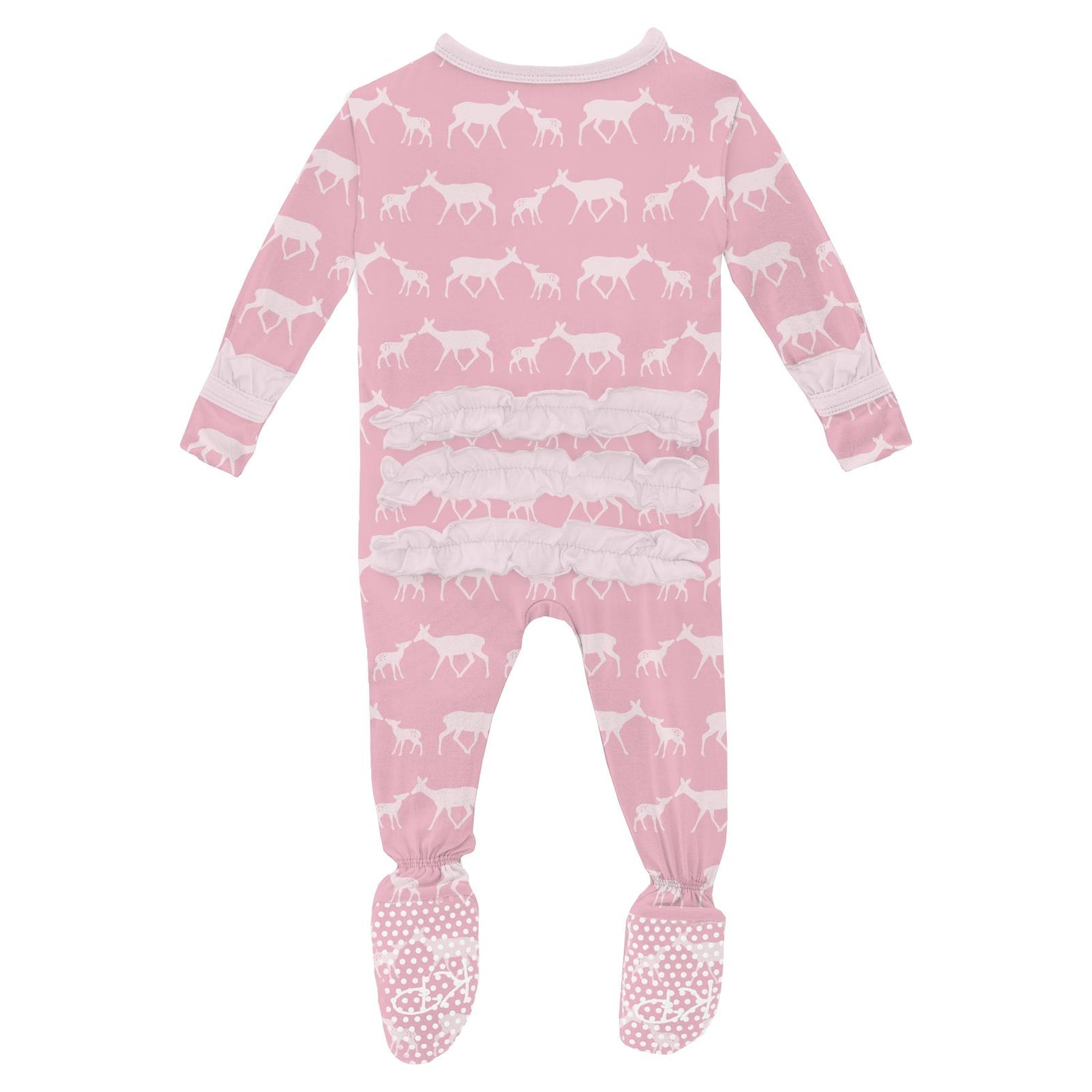 Print Classic Ruffle Footie with 2 Way Zipper in Cake Pop Doe & Fawn