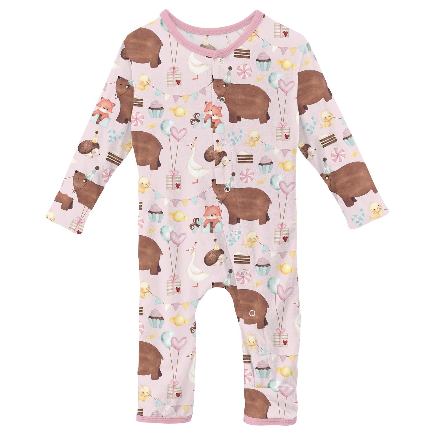 Print Coverall with Snaps in Shrinking Violet Forest Party (319013)