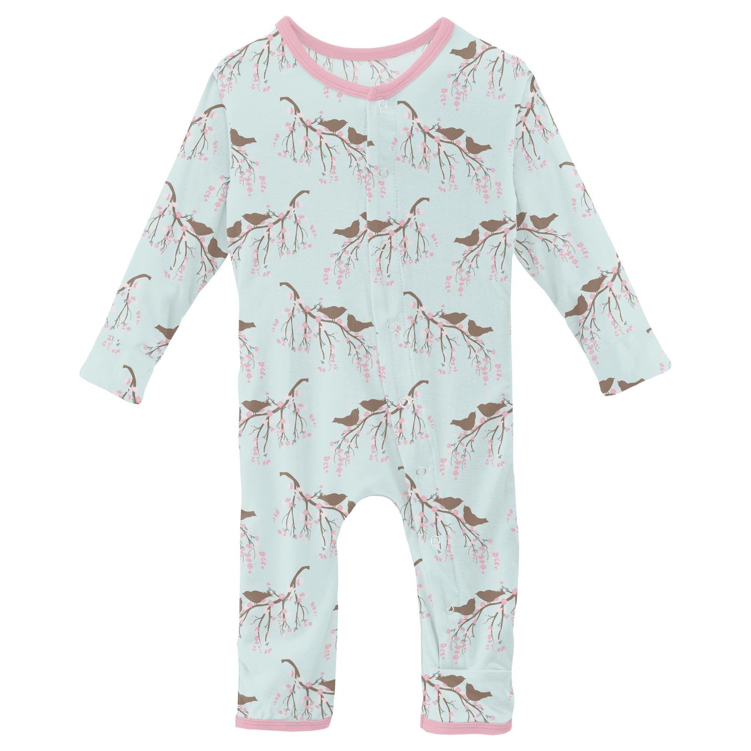 Print Coverall with Snaps in Fresh Air Bird Branch (319022)