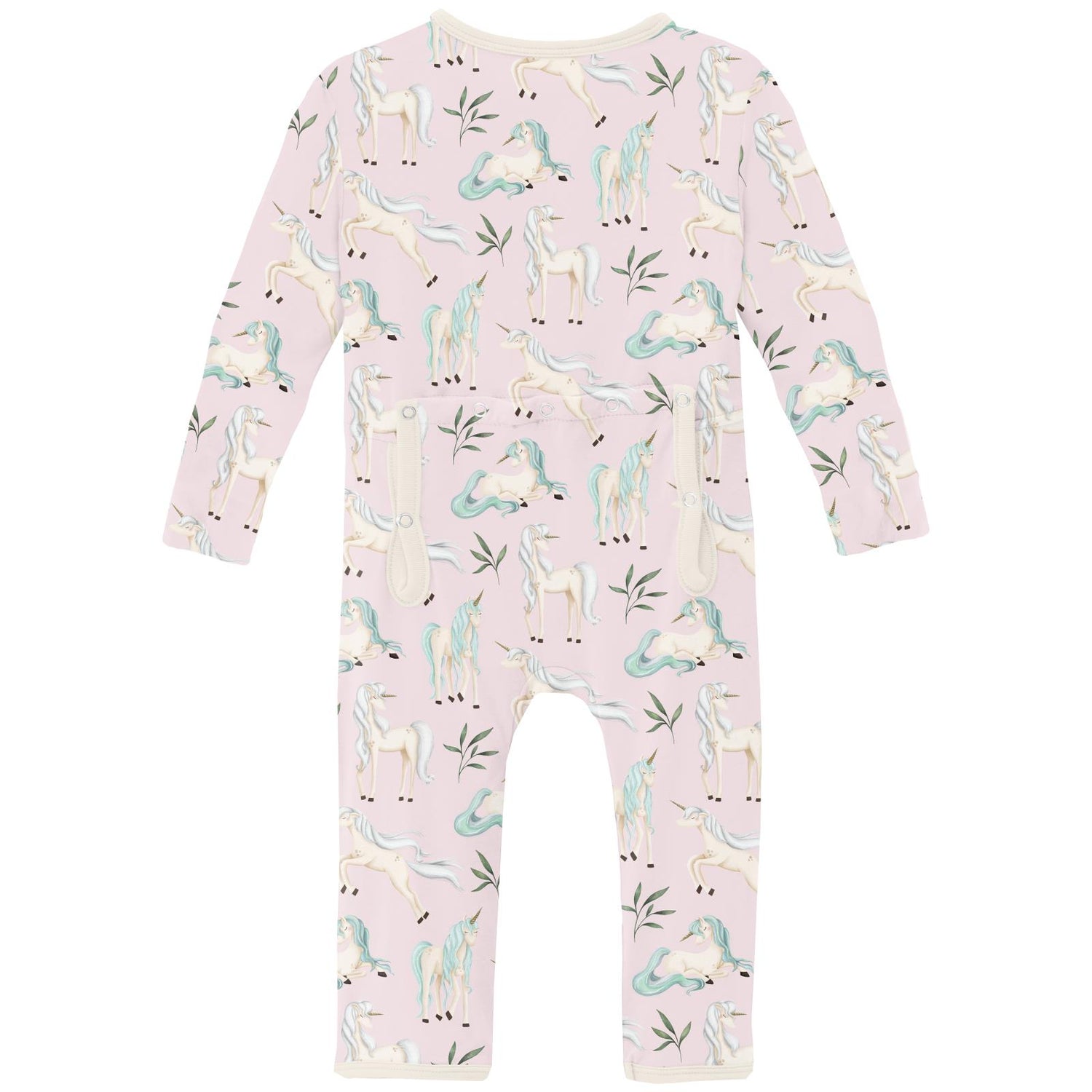 Print Coverall with 2 Way Zipper in Shrinking Violet Sleeping Unicorns (319162)
