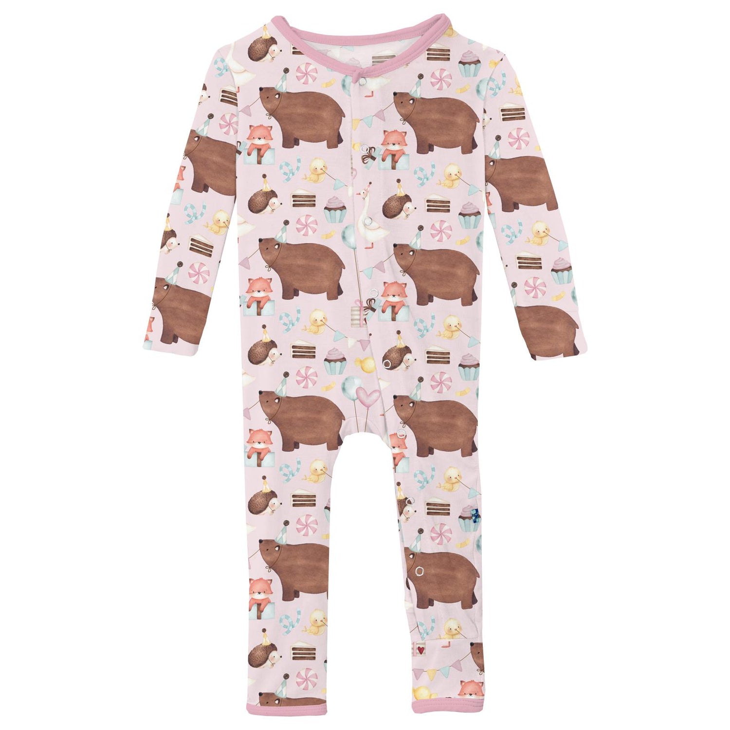 Print Coverall with Snaps in Shrinking Violet Forest Party (319448)