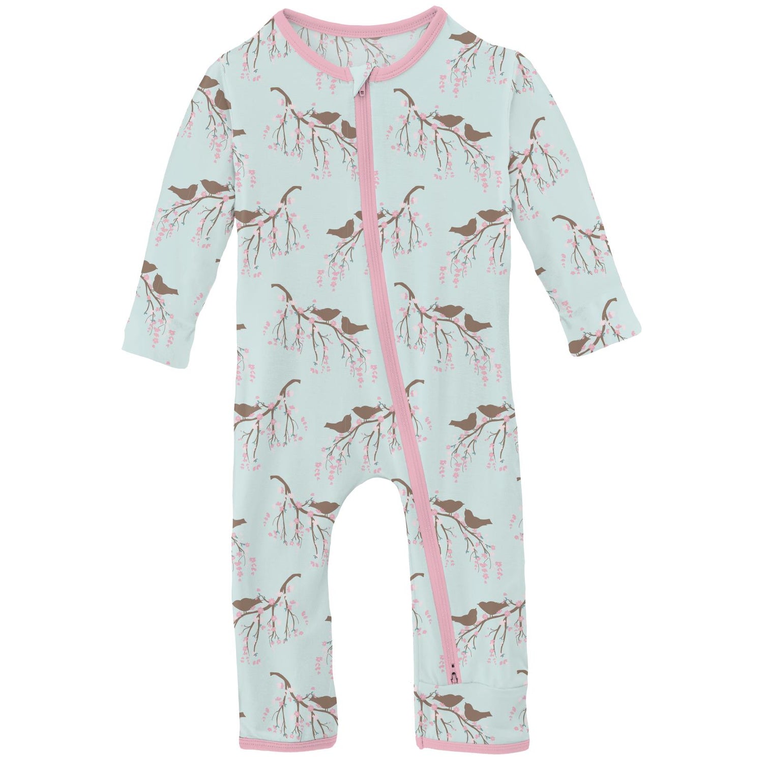 Print Coverall with 2 Way Zipper in Fresh Air Bird Branch