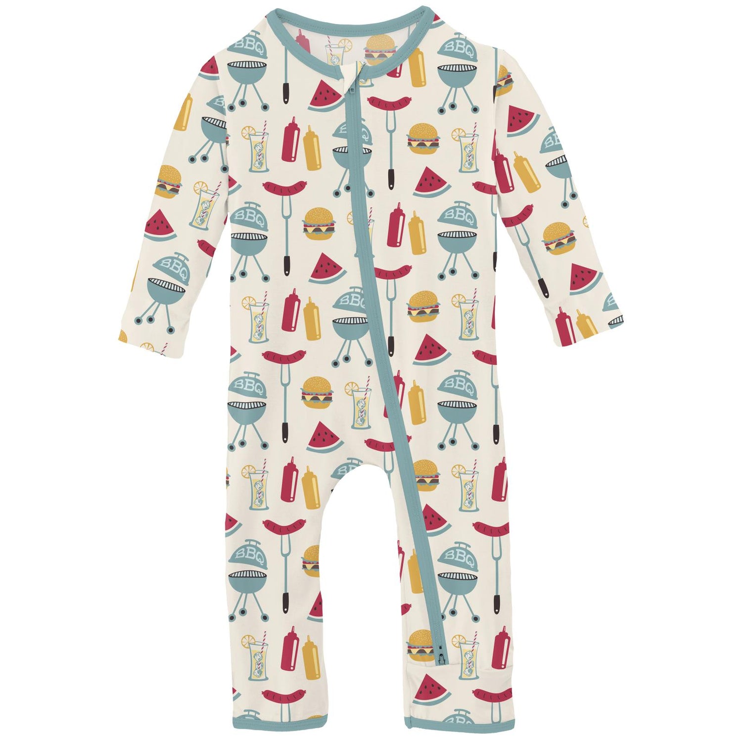 Print Coverall with 2 Way Zipper in Natural BBQ (319477)