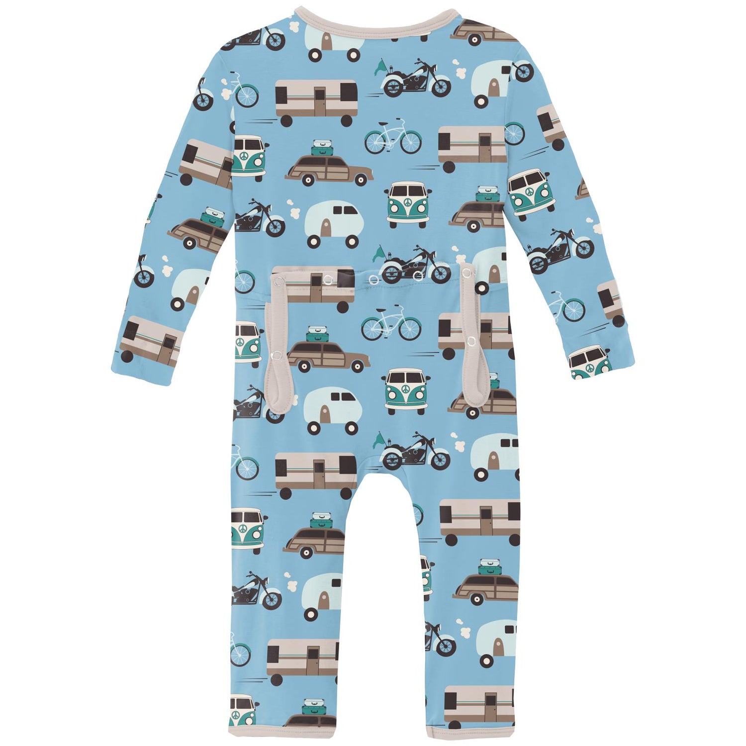 Print Coverall with 2 Way Zipper in Seaside Blue On the Way (318987)