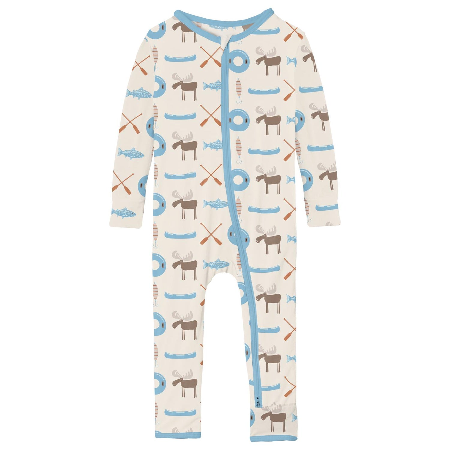 Print Coverall with 2 Way Zipper in Natural Lake Life (319074)